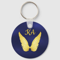 Blå guld ängel vingar monogram