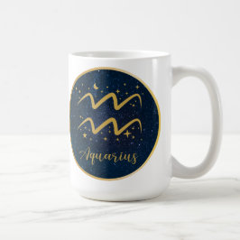 Blå Guld Aquarius zodiac-stjärnor Kaffemugg