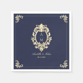 Blå Guld Baroque Bröllop Pappersservett