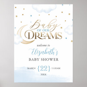 Blå Guld Bebis av våra Drömmar Välkommen Poster