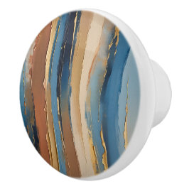 Blå guld beige och brons texturerade ränder knopp
