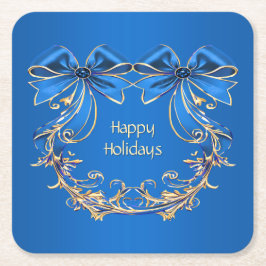 Blå Guld Blomma Högtidlig Pappersunderlägg Underlägg Papper Kvadrat