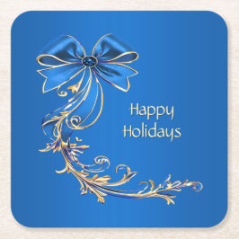 Blå Guld Blomma Högtidspapper Underlägg Papper Kvadrat