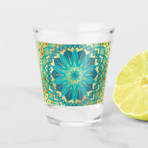 Blå Guld Blomma Mandala