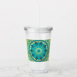 Blå Guld Blomma Mandala Take Away Mugg