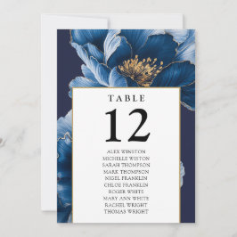 Blå Guld Blommig Bordnummer Sittplan Inbjudningar