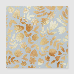 Blå guld-blommor, blå bakgrund, folieimitation.