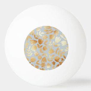 Blå guld-blommor, blå bakgrund, folieimitation. pingisboll