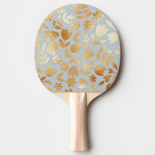 Blå guld-blommor, blå bakgrund, folieimitation. pingisracket