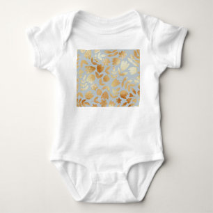 Blå guld-blommor, blå bakgrund, folieimitation. t shirt