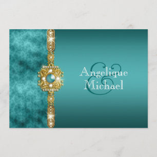 Blå guld bröllop-förlovningens födelsedag inbjudningar