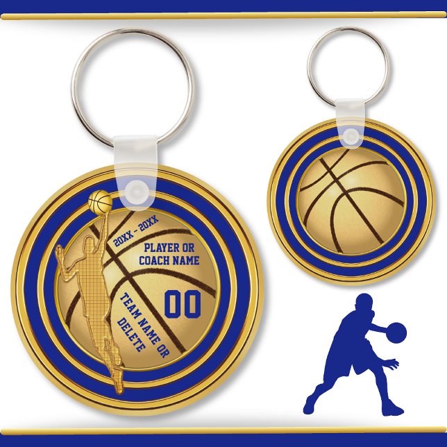 Blå, Guld (Byt blå) basketboll Party favors Nyckelring (Skapare uppladdad)