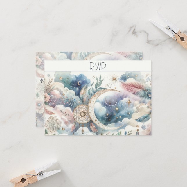 Blå Guld Celestiala Månen Svarskort (Fram/Back In Situ)