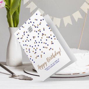 Blå Guld Confetti Anpassningsbar Logotyp SVG Gratt Kort