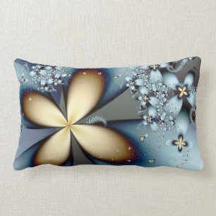 Blå Guld Cute Abstrakt-Blommigt Lumbarkudde