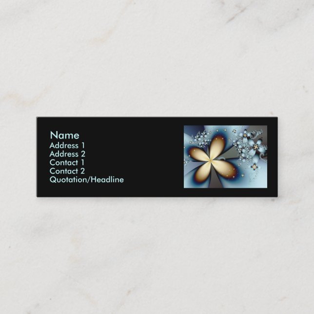Blå Guld Cute Abstrakt-Blommigt Mini Visitkort (Framsida)