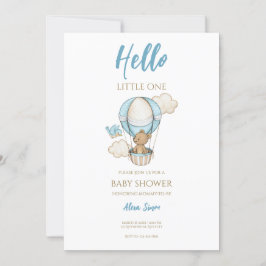 Blå Guld Cute Pojke Shower Inbjudningar