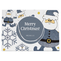 Blå Guld Denim Jul Santa Personlig