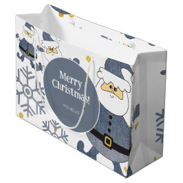 Blå Guld Denim Jul Santa Personlig