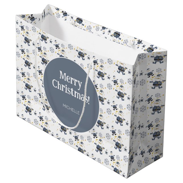 Blå Guld Denim Jul Santa Personlig (Framsidan Vinklad)
