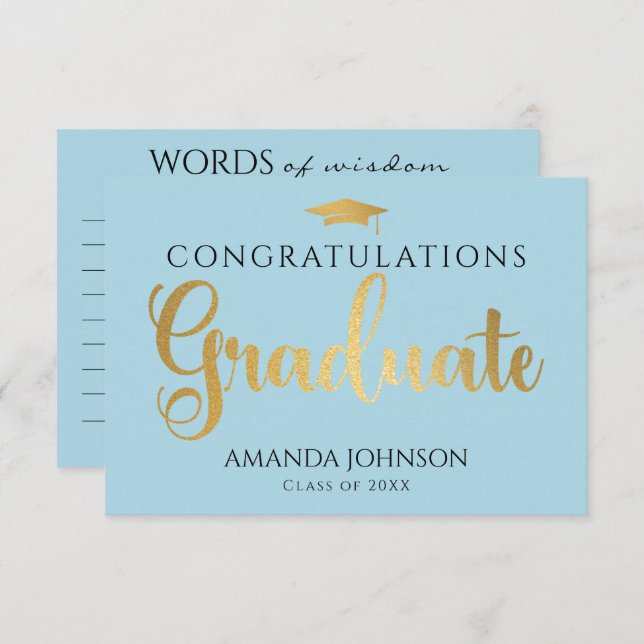 Blå Guld Examensord Av Visdom Examen  Tilläggskort (Fram/baksida)