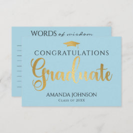 Blå Guld Examensord Av Visdom Examen Tilläggskort