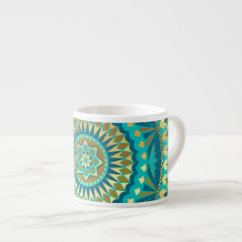 Blå Guld Fantasi Mandala Espressomugg