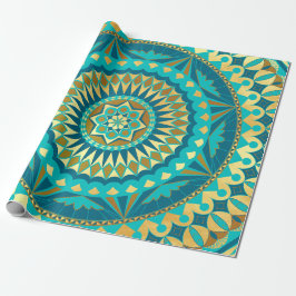 Blå Guld Fantasi Mandala Presentpapper