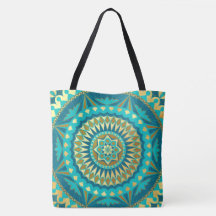 Blå Guld Fantasi Mandala
