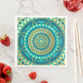 Blå Guld Fantasy Mandala Pappersservett