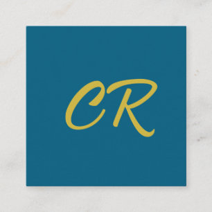 Blå & Guld Färg Monogram Modern Minimalistisk Tilläggskort