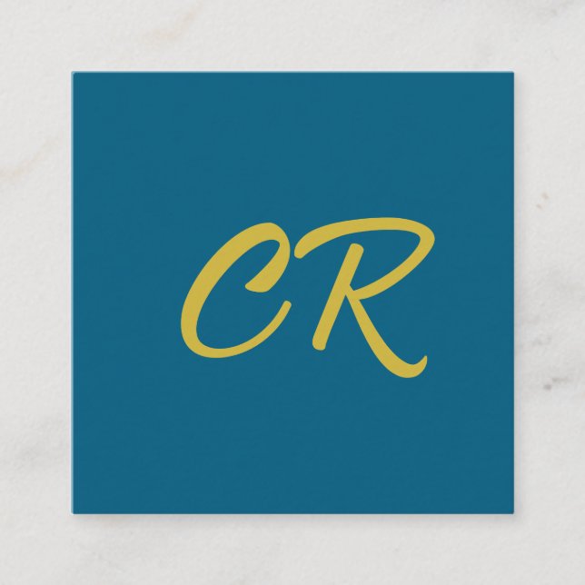 Blå & Guld Färg Monogram Modern Minimalistisk  Tilläggskort (Framsida)