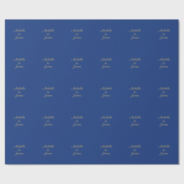 Blå & Guld Färger Professionell Trendig Modern Presentpapper (Platt)