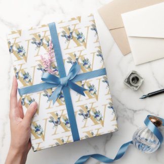  Blå Guld Fjäril Quinceañera Inpackningspapper Presentpapper