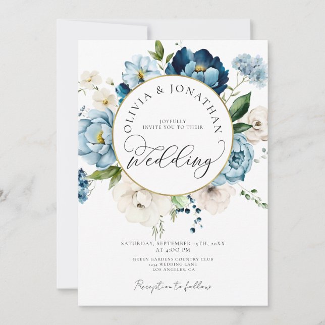 Blå Guld-flottan alla i 1 budget QR-kod Bröllop Inbjudningar (Framsida)