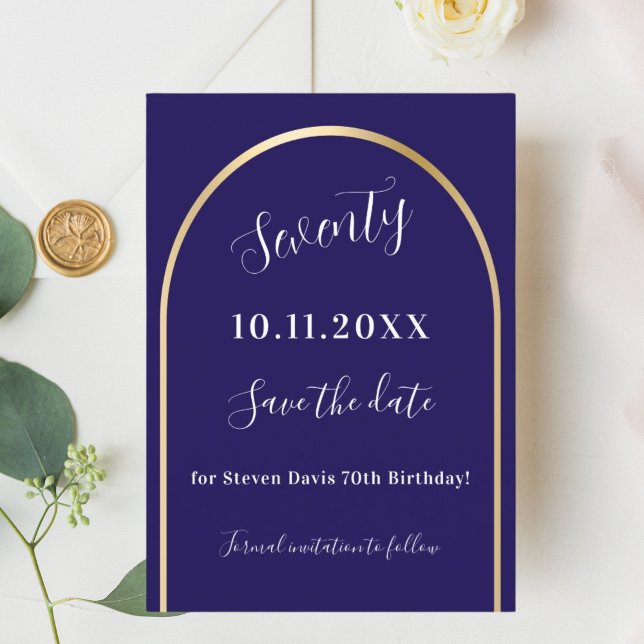 Blå guld-födelsedag spara datumet (Skapare uppladdad)