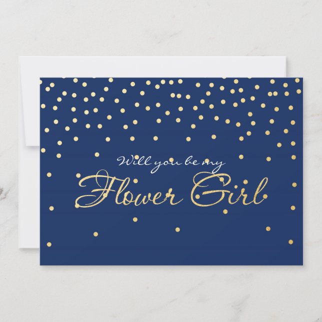 Blå Guld Folie Konfetti BLOMFlicka Kort (Framsida)