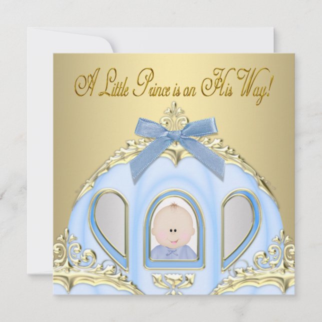 Blå & Guld Furstebarnet Babyshower-inbjudningar Inbjudningar (Framsida)
