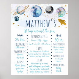 Blå Guld Galaxy Space Första födelsedag Milsten Poster