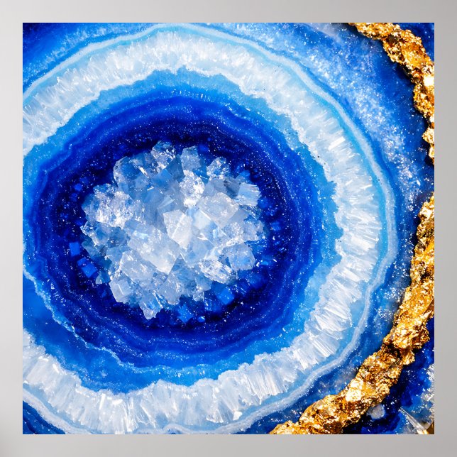 Blå Guld Geod Hartslimitrönster Poster (Framsidan)