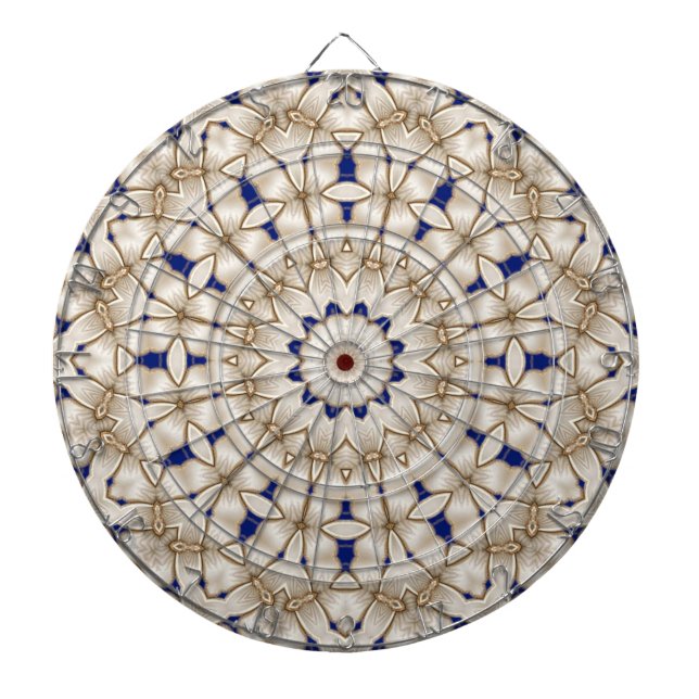 Blå Guld Geometrisk Blommig Dartboard Darttavla (Framsidan)