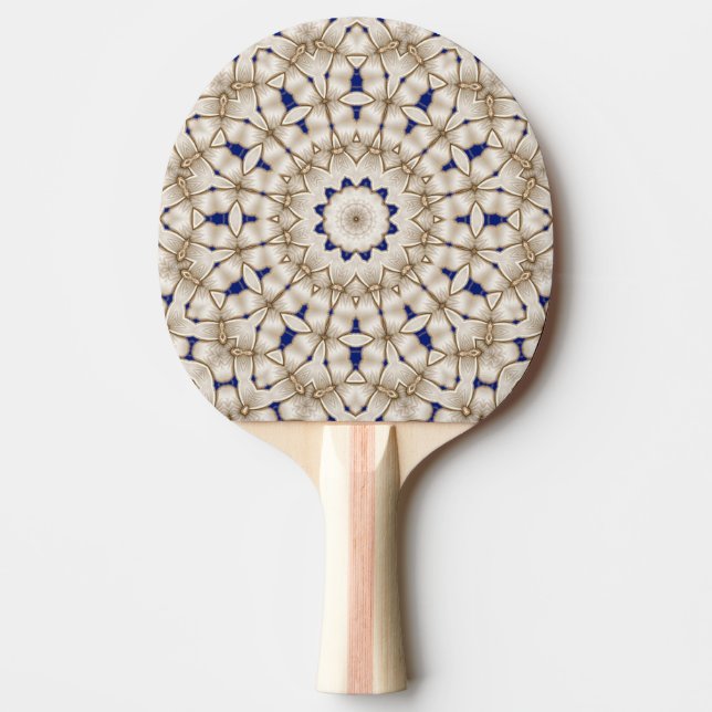 Blå Guld Geometrisk Blommig Pingisracket (Framsidan)