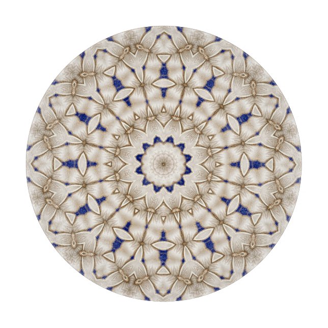 Blå Guld Geometrisk Blommig Skärbräda (Framsidan)