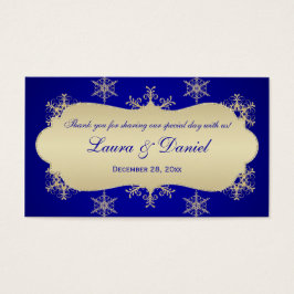 Blå, Guld Glittery Snöflingor Wedding Favor Märkre Visitkort