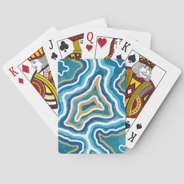 Blå Guld-grafiklagat Casinokort (Baksidan)
