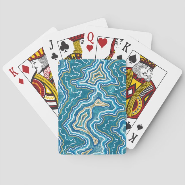 Blå Guld-grafiklagat Casinokort (Baksidan)