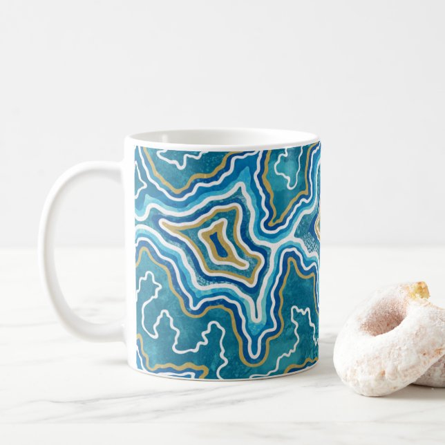Blå Guld-grafiklagat Kaffemugg (Med munk)