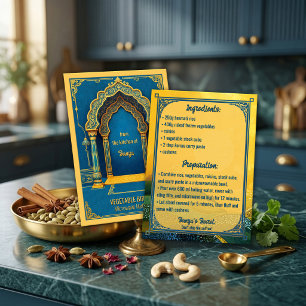 Blå Guld Grönsaks Biryani Indiskt Receptkort