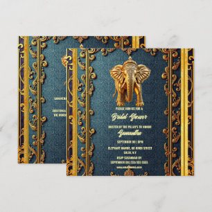 Blå guld indian elephant blommigt möhippa julkort