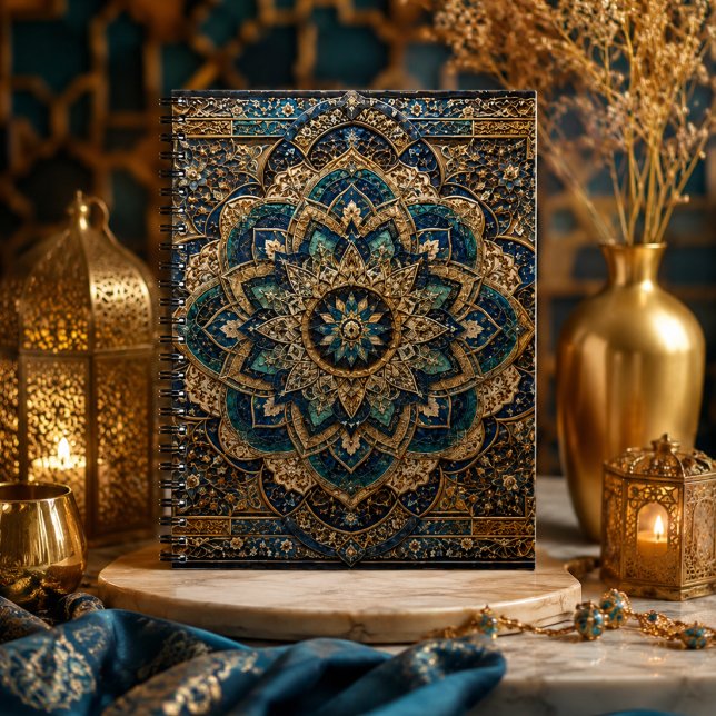Blå & Guld Islamisk Mandala Spiral Anteckningsbok  (Skapare uppladdad)